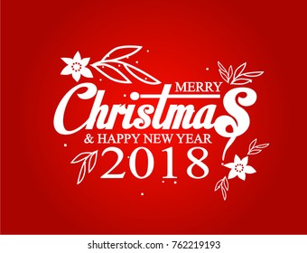 	
Vector Christmas and New Year 2018 typographical on red background with Gold glitter texture. Vector illustration for golden shimmer background. Xmas card. Vector Illustration