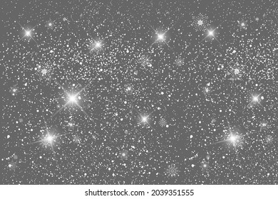 Vector. Christmas and New Year background. Snowflakes and flakes of falling snow. Snow pattern for advertising and typographic products.