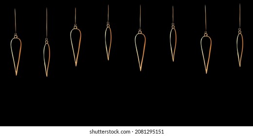 Vector Christmas and New Year background with long hanging gold toys, decorations xmas tree. Holiday backdrop in doodle style.