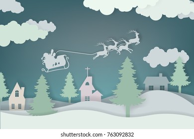 Vector christmas & New Year background paper cut for greeting card design, calendar illustration.