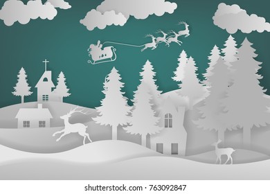 Vector christmas & New Year background paper cut for greeting card design, calendar illustration.