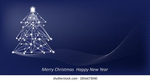 Vector of Christmas and New Year banner in futuristic style with Christmas tree and space for text

 
