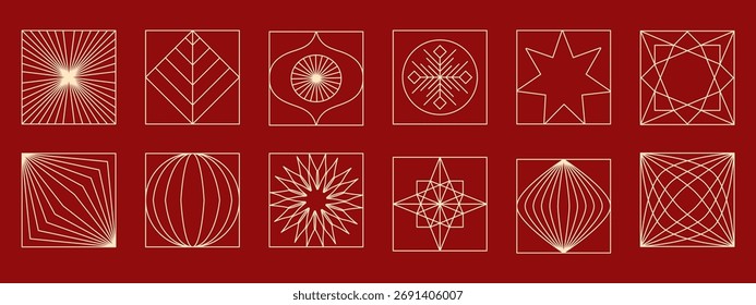 Vector Christmas and New Year design templates for calendars, greeting cards, packaging, prints, banners and minimal graphics in line style