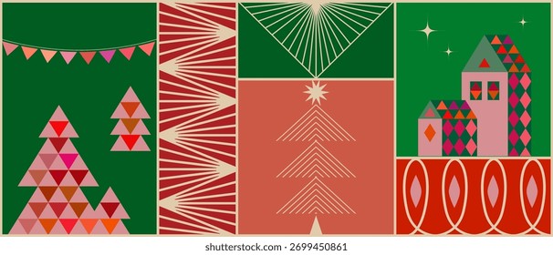 Vector Christmas and New Year design templates for calendars, greeting cards, packaging, prints, banners and minimal graphics in flat style