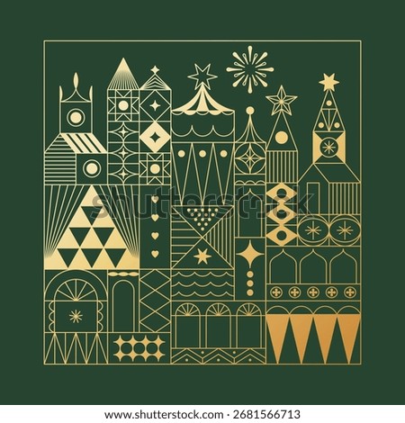 Vector Christmas and New Year design templates for advent calendars, greeting cards, packaging, prints, banners, and minimal graphics in a linear style