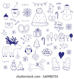 Vector Christmas and New Year doodle illustrations  