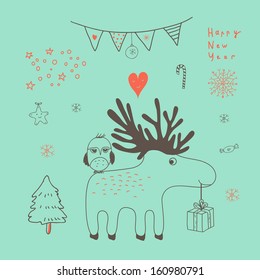 Vector Christmas and New Year doodle illustrations  