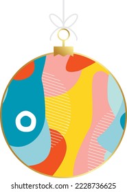 Vector Christmas and New Year geometric Christmas ball. Scandinavian design. Modern vector template for banner, cover, print, promotion, sale, greeting, web, page, header, landing, social media
