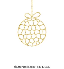 Vector Christmas or New Year golden glitter toys. Abstract holiday decoration.
