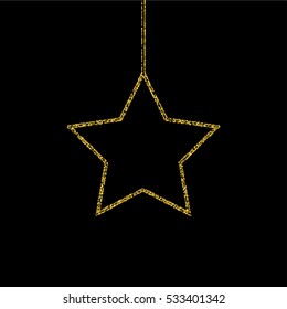 Vector Christmas or New Year golden glitter toys. Abstract holiday decoration.