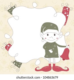 Vector Christmas and New Year greeting card with Christmas Elf