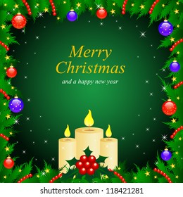 Vector Christmas and New Year greeting card with a Christmas toy