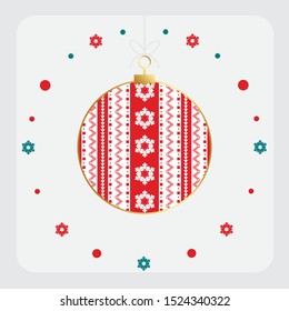 Vector Christmas and New Year greeting card with geometric Christmas balls. Scandinavian design