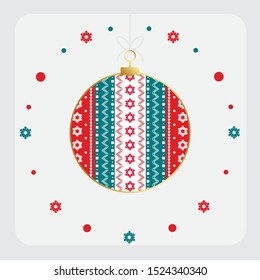 Vector Christmas and New Year greeting card with geometric Christmas balls. Scandinavian design