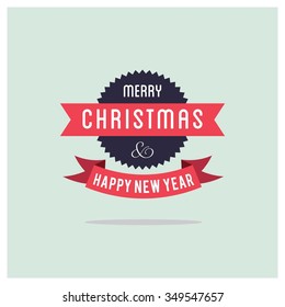 Vector Christmas And New Year Greeting Card On Red Background. Happy new year message. Vector illustration. New Year invitation with seamless background.