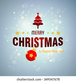Vector Christmas And New Year Greeting Card On Red Background. Happy new year message. Vector illustration. New Year invitation with seamless background.