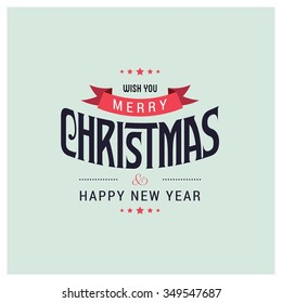 Vector Christmas And New Year Greeting Card On Red Background. Happy new year message. Vector illustration. New Year invitation with seamless background.