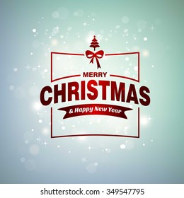 Vector Christmas And New Year Greeting Card On Red Background. Happy new year message. Vector illustration. New Year invitation with seamless background.