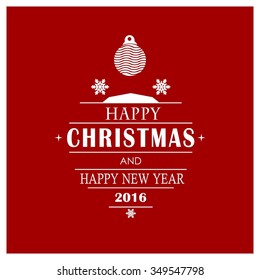 Vector Christmas And New Year Greeting Card On Red Background. Happy new year message. Vector illustration. New Year invitation with seamless background.