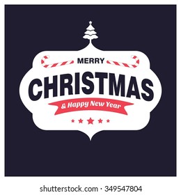 Vector Christmas And New Year Greeting Card On Red Background. Happy new year message. Vector illustration. New Year invitation with seamless background.