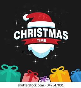 Vector Christmas And New Year Greeting Card On Red Background. Happy new year message. Vector illustration. New Year invitation with seamless background.