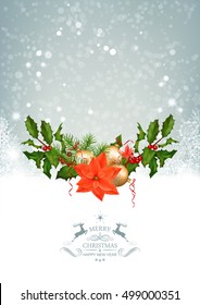 Vector Christmas and New Year greeting card. Holiday composition of the Christmas garland