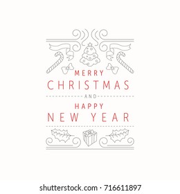 Plantilla de diseño de tarjetas de felicitación Vector Christmas y New Year. Doodles dibujados a mano con colores pastel de Navidad. Colores globales. Fácil de editar.