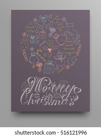 vector Christmas and new year hand drawn icons set. Doodle illustration flayer design