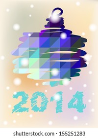 Vector Christmas and New Year hand-painted decoration. Ball