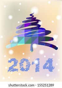 Vector Christmas and New Year hand-painted decoration with Christmas tree