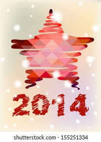  Vector Christmas and New Year hand-painted decoration. Star