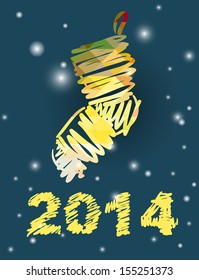 Vector Christmas and New Year hand-painted decoration