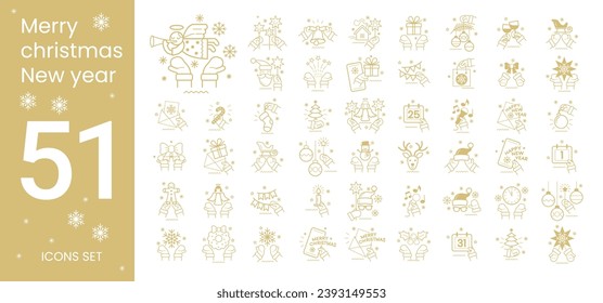 Vector christmas and new year icon set. A collection of various scenes and situations on the theme of the New Year holidays. Concept illustration set. 