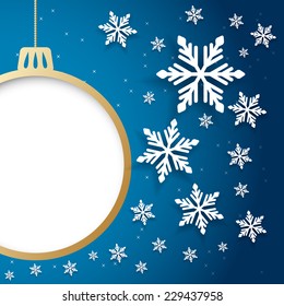 Vector christmas or new year invitation card with ball and space for text.