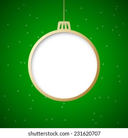 Vector christmas or new year invitation card with ball and space for text.