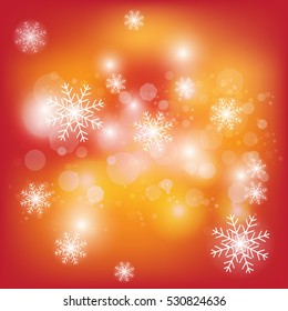Vector Christmas or new year Party design background template red color with snowflake star and bokeh. Vector illustration EPS10