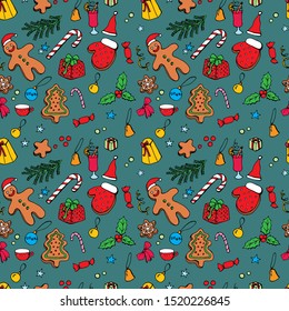 Vector Christmas and New Year seamless pattern. For design, postcards, factories, manufactures, wrapping paper, gifts, wallpapers, textiles