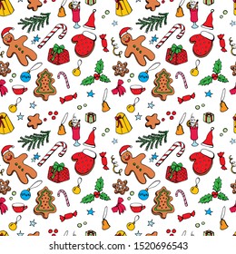 Vector Christmas and New Year seamless pattern. For design, postcards, factories, manufactures, wrapping paper, gifts, wallpapers, textiles
