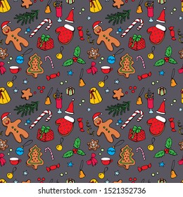 Vector Christmas and New Year seamless pattern. For design, postcards, factories, manufactures, wrapping paper, gifts, wallpapers, textiles