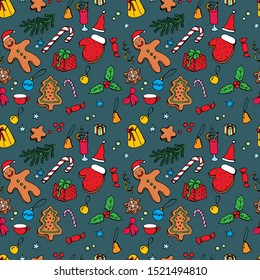 Vector Christmas and New Year seamless pattern. For design, postcards, factories, manufactures, wrapping paper, gifts, wallpapers, textiles