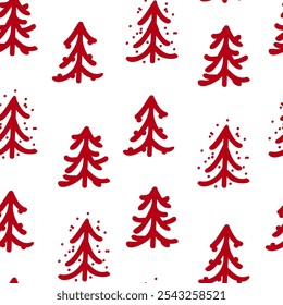 Vector. Christmas and New Year seamless pattern. Abstract hand drawn scandinavian ornament. Minimalism snow pattern for branding, cover, wrapping paper, advertising and typographic products.