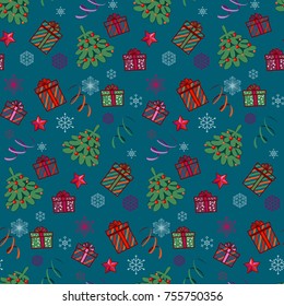 vector christmas and new year seamless pattern