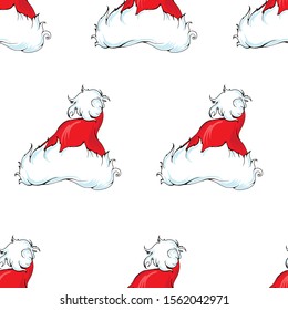 Vector christmas or new year semless pattern . Santa Claus hats on white. Simple winter holiday design with hand drawn elements. Textile , fabrik, wrapping paper print.