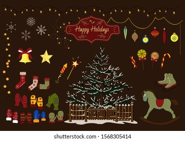 Vector Christmas New Year set
