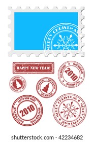 vector christmas and new  year stamps