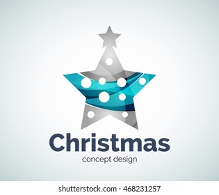 Vector Christmas or New Year star decoration logo template, abstract business icon