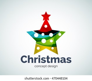 Vector Christmas or New Year star decoration logo template, abstract business icon