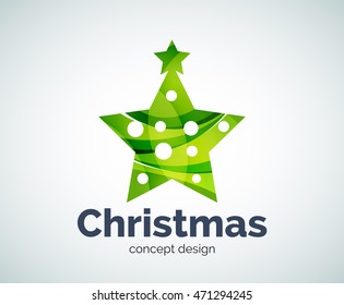 Vector Christmas or New Year star decoration logo template, abstract business icon