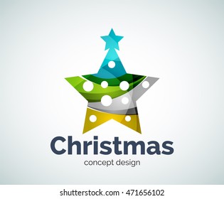 Vector Christmas or New Year star decoration logo template, abstract business icon