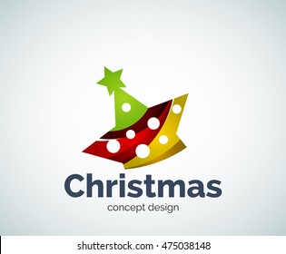 Vector Christmas or New Year star decoration logo template, abstract business icon
